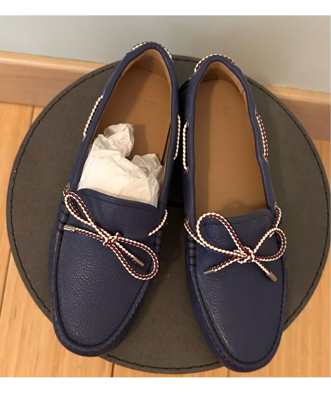 BALLY Синие кожаные мокасины, фото 3