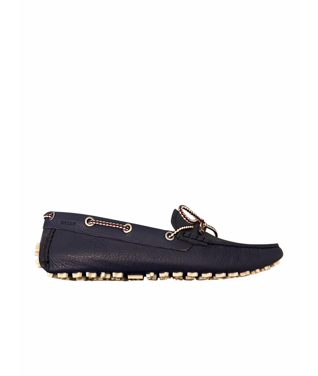 BALLY Синие кожаные мокасины, фото 1