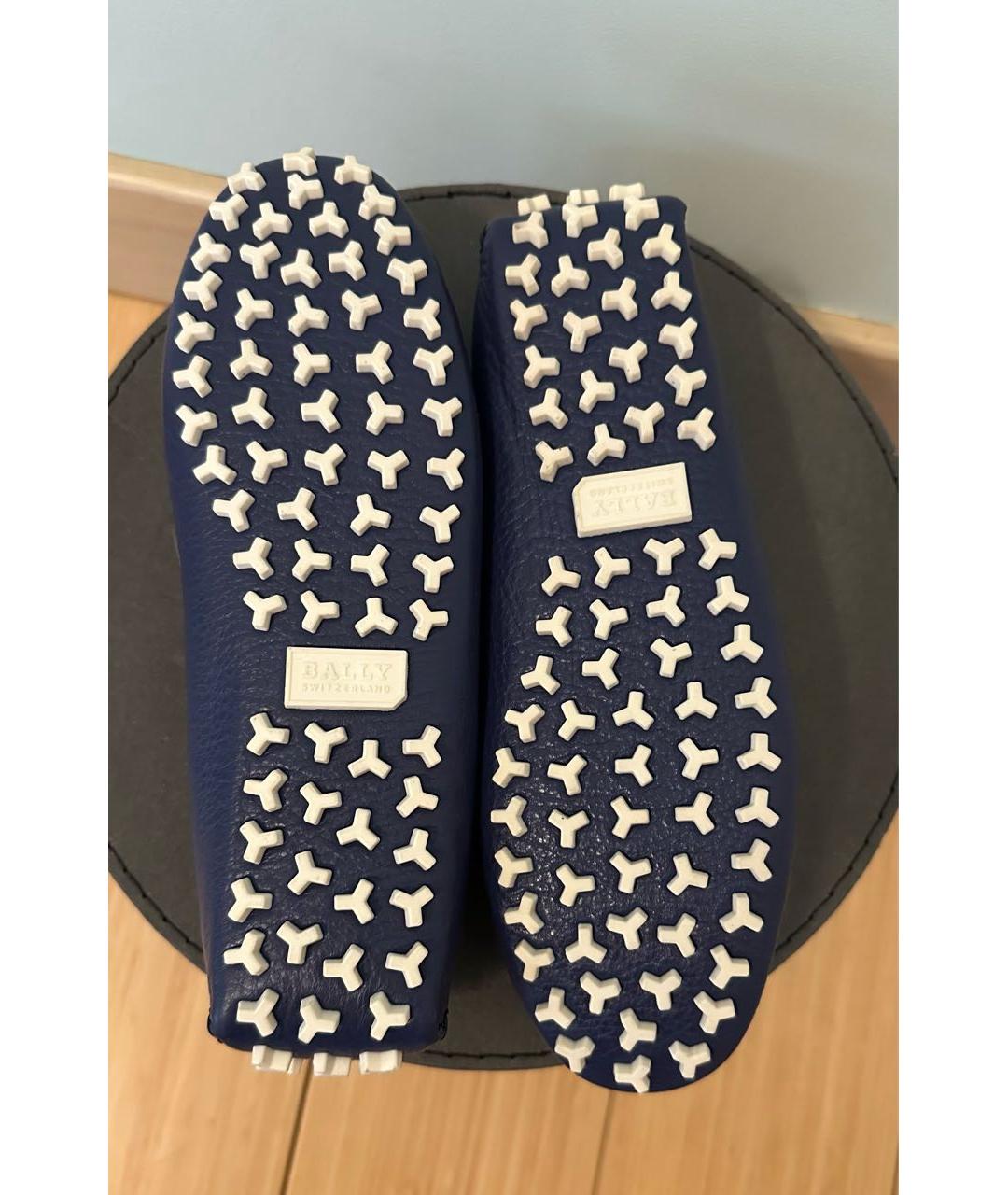 BALLY Синие кожаные мокасины, фото 4
