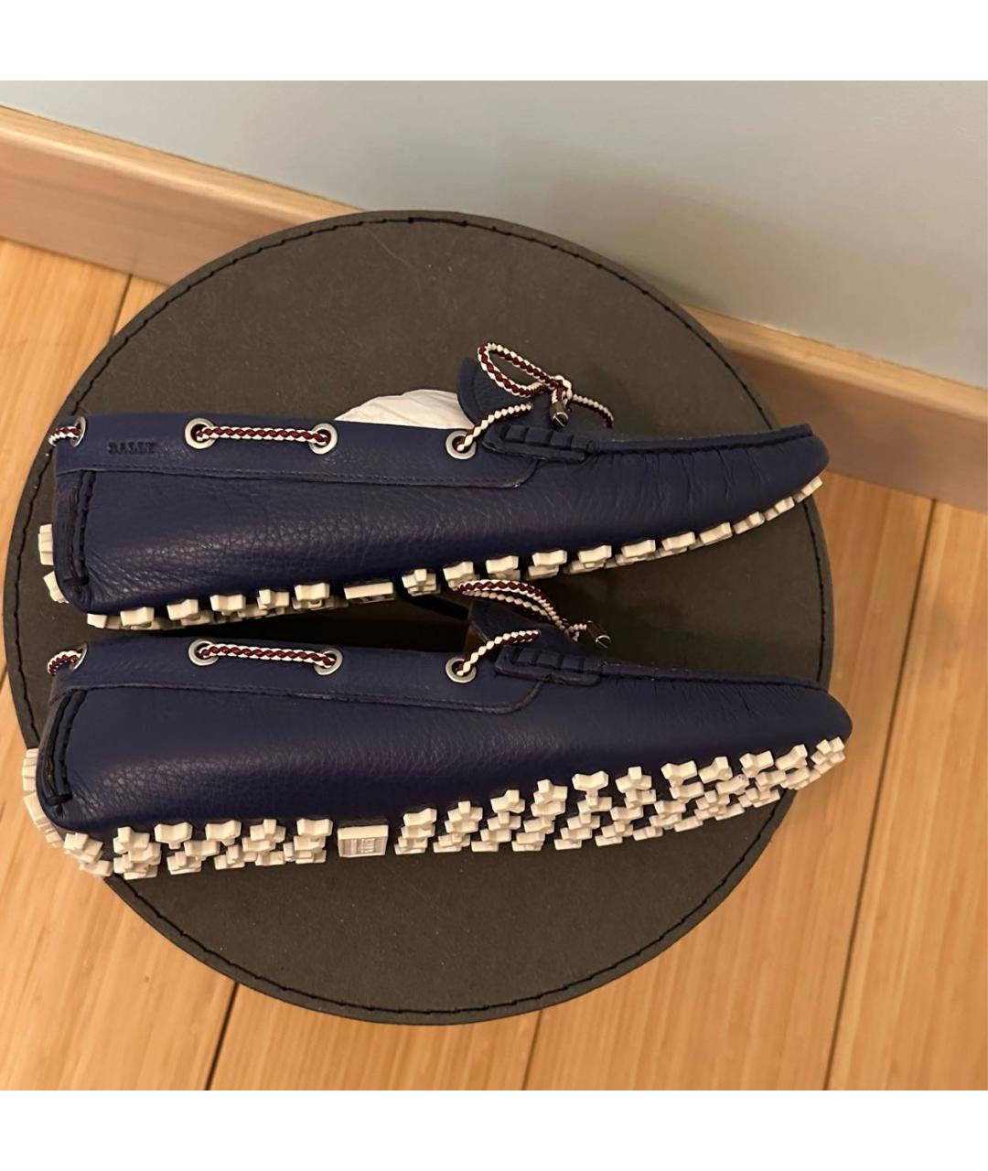 BALLY Синие кожаные мокасины, фото 6