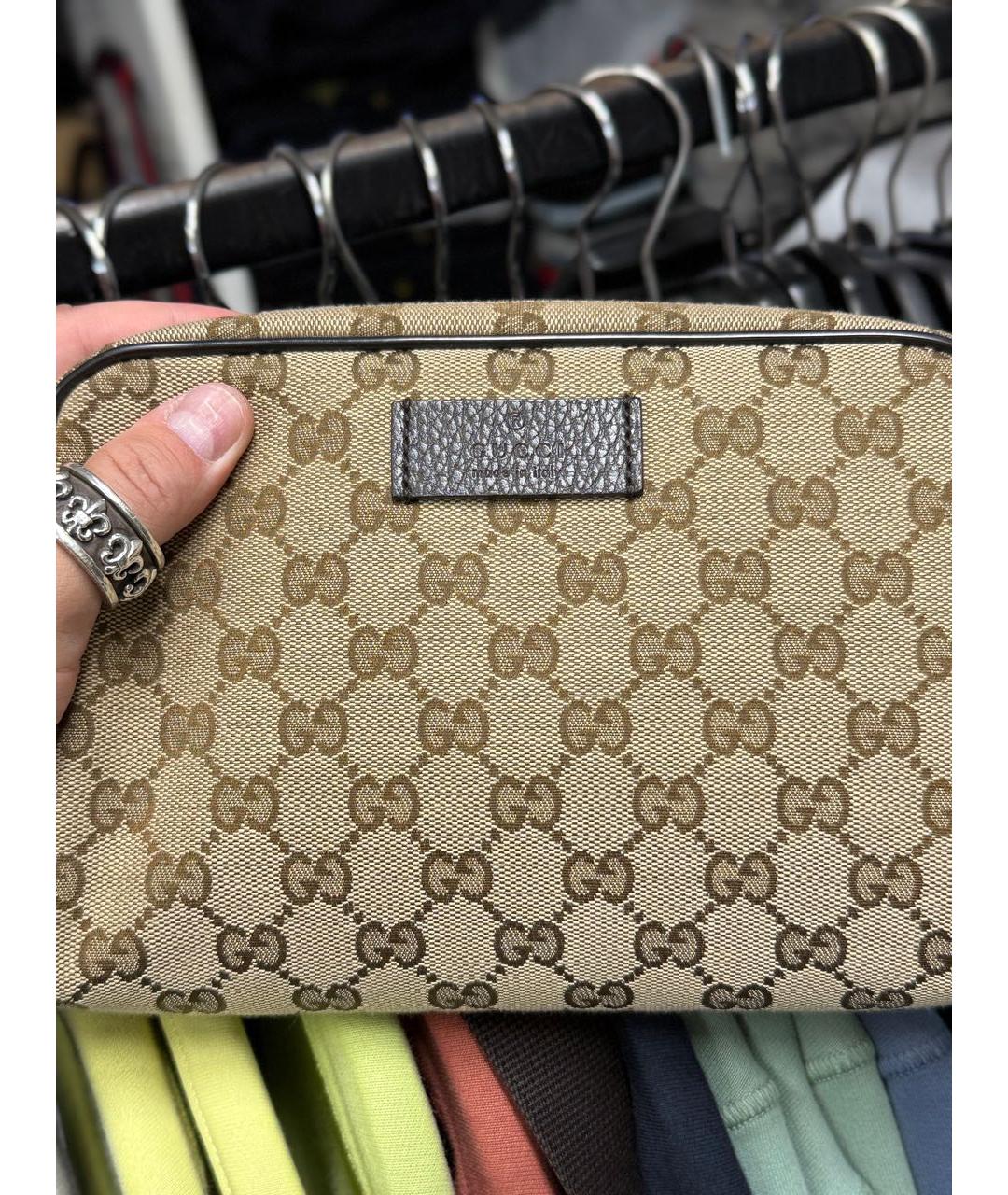 GUCCI Бежевая хлопковая поясная сумка, фото 4