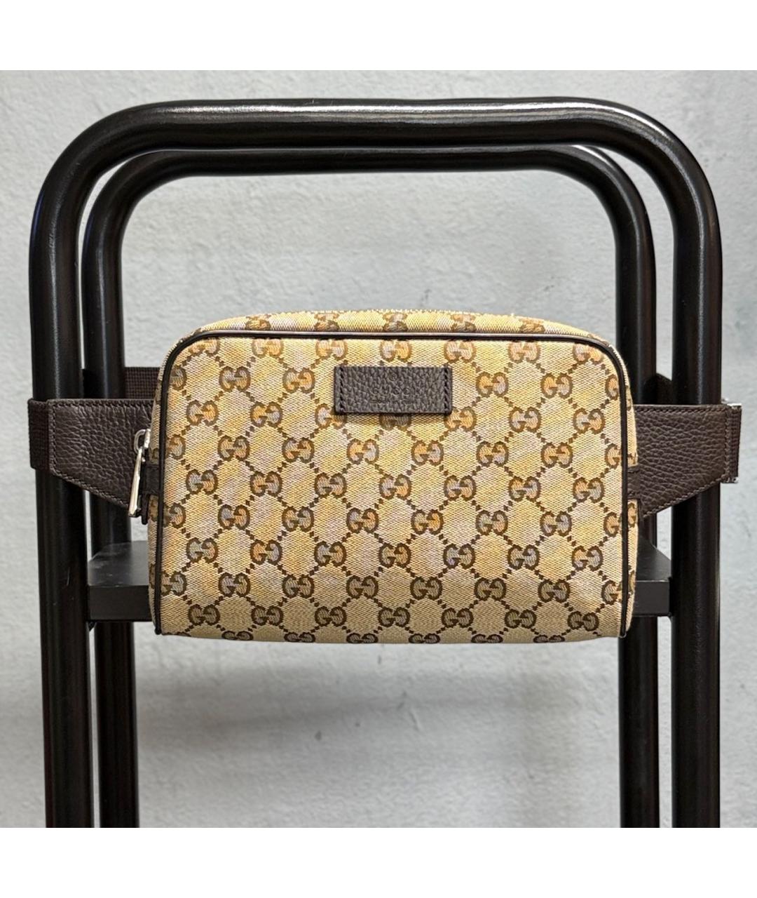 GUCCI Бежевая хлопковая поясная сумка, фото 9