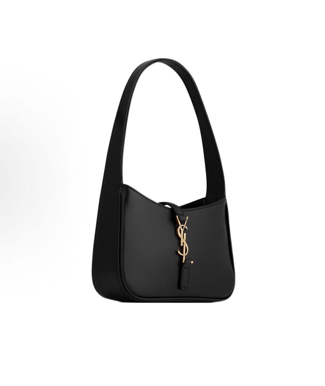 SAINT LAURENT Черная кожаная сумка с короткими ручками, фото 4