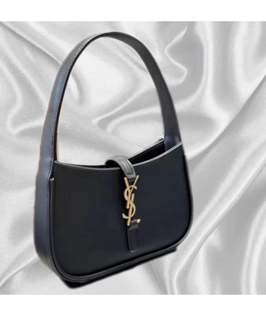 SAINT LAURENT Черная кожаная сумка с короткими ручками, фото 6