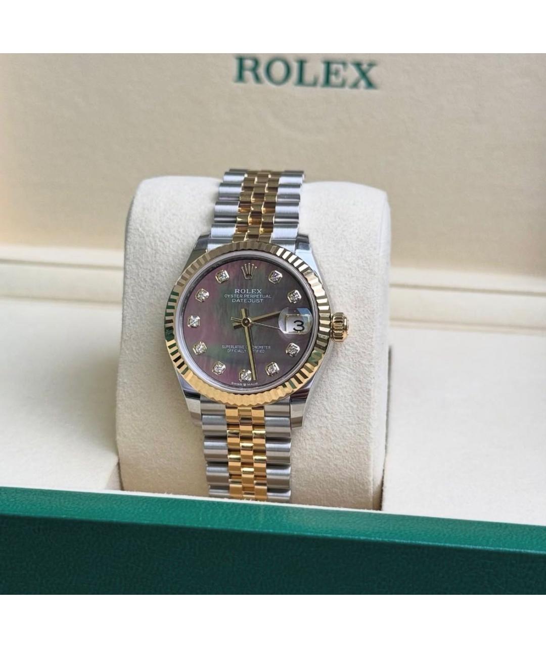 ROLEX Серые часы из желтого золота, фото 5