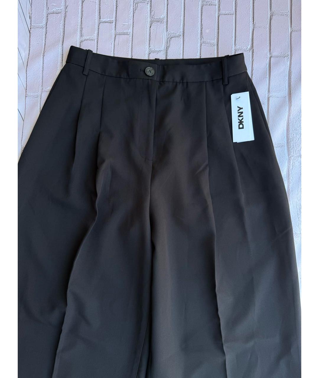 DKNY Черные полиэстеровые брюки широкие, фото 2