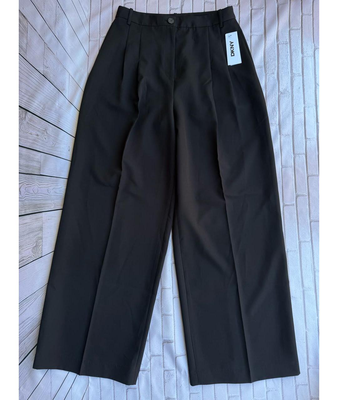 DKNY Черные полиэстеровые брюки широкие, фото 9