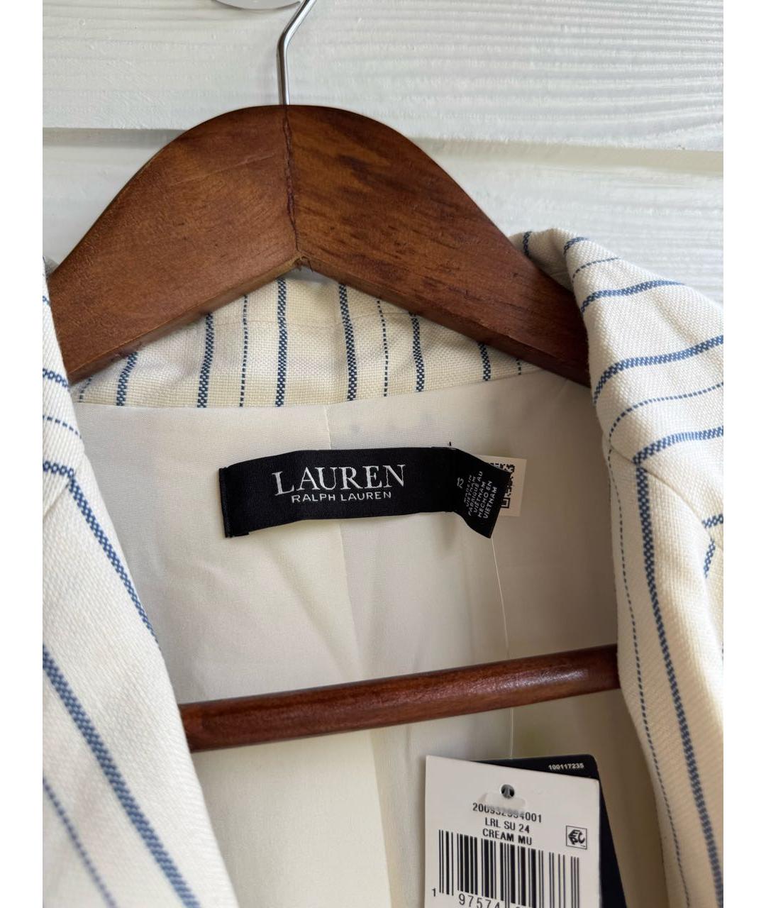 RALPH LAUREN Бежевый вискозный жакет/пиджак, фото 4
