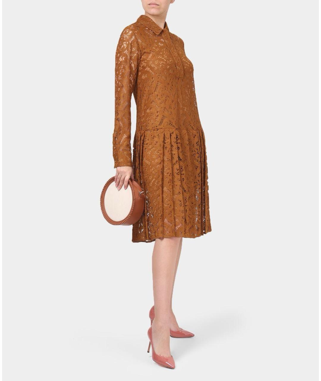 MAX MARA STUDIO Коричневое полиэстеровое повседневное платье, фото 6