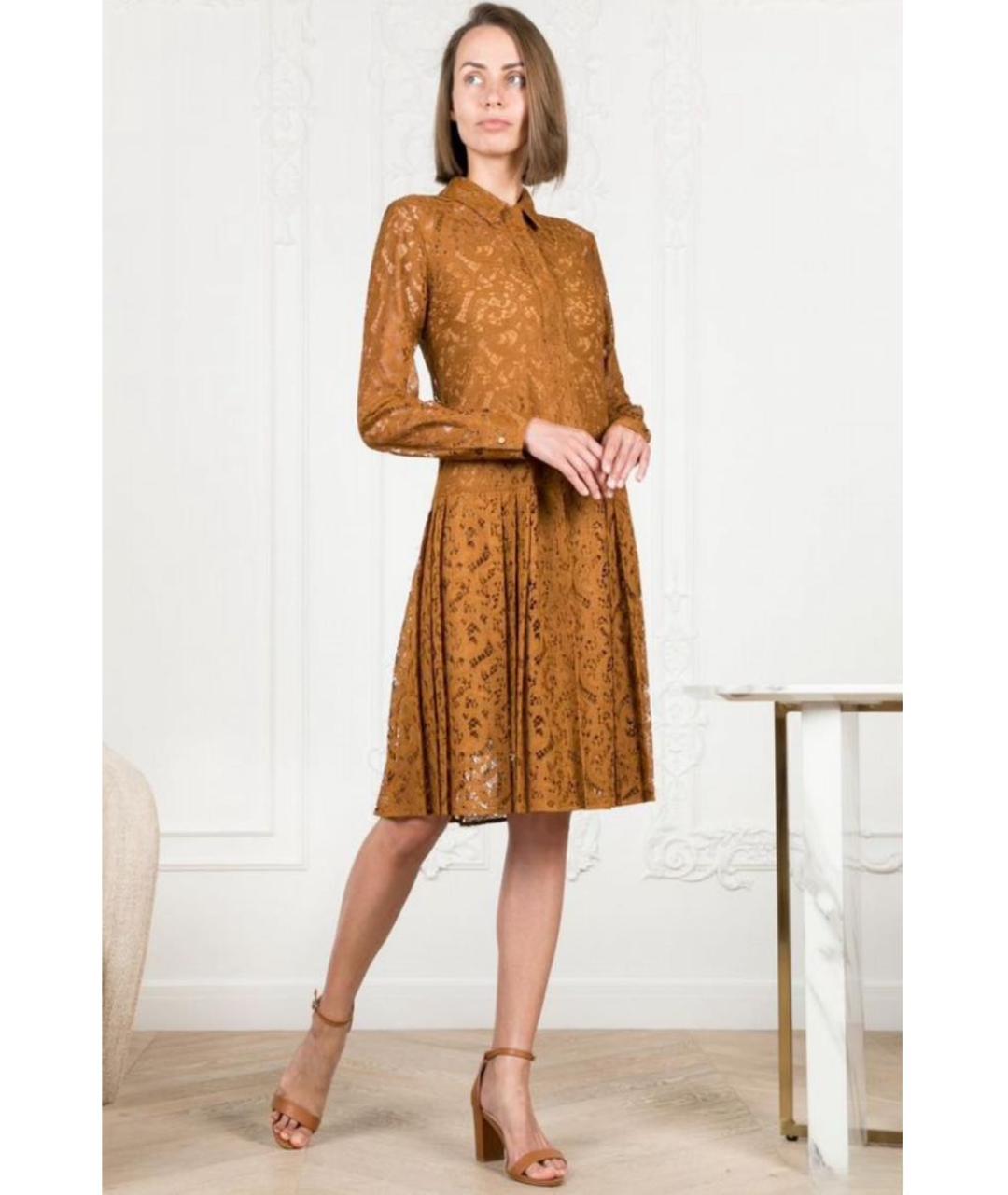MAX MARA STUDIO Коричневое полиэстеровое повседневное платье, фото 7