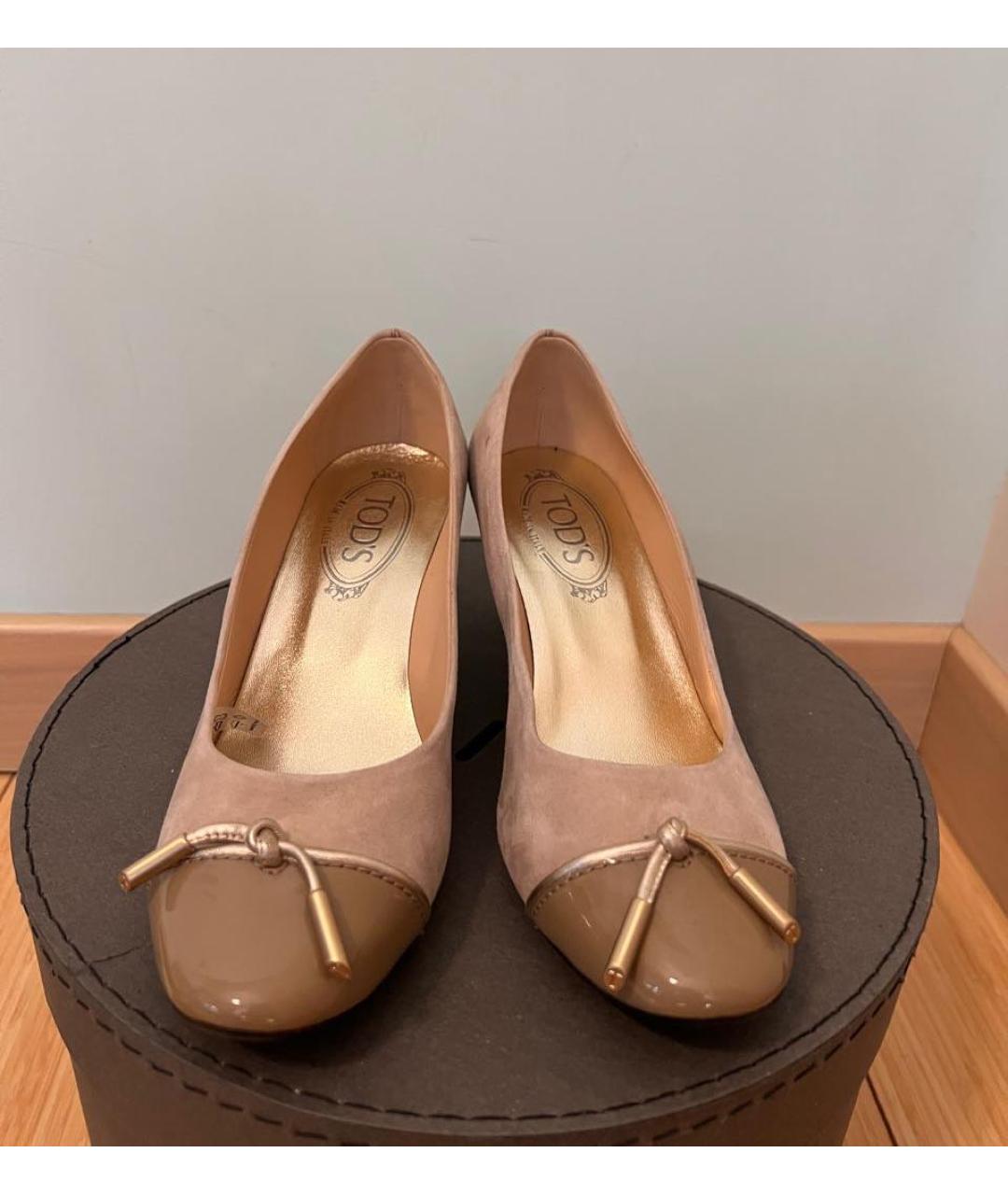 TOD'S Бежевые замшевые туфли, фото 2