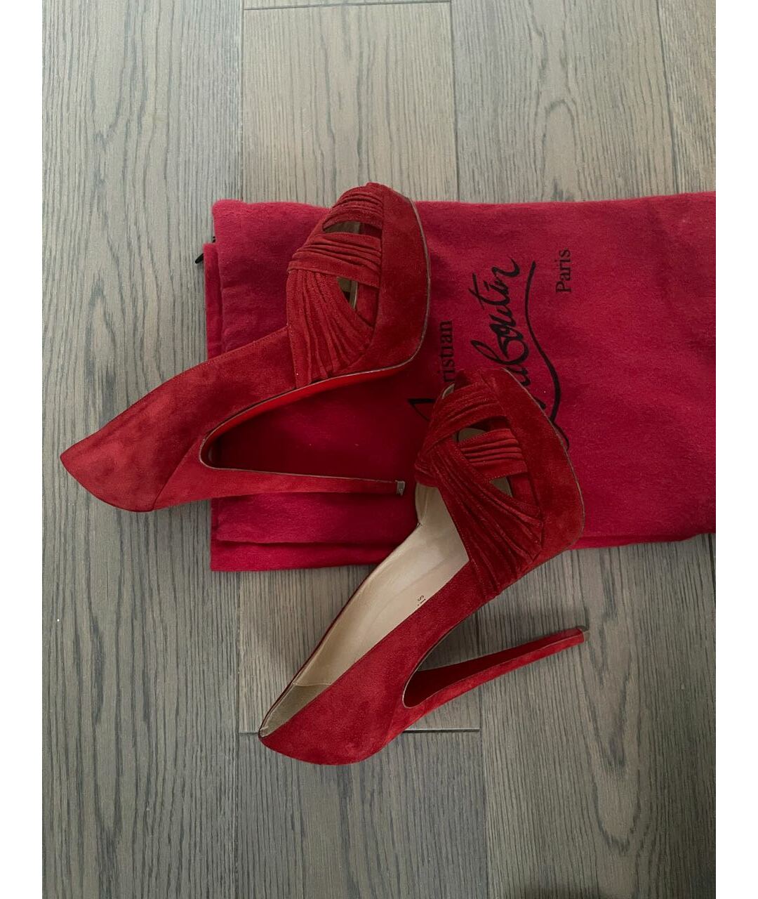 CHRISTIAN LOUBOUTIN Красные замшевые туфли, фото 6