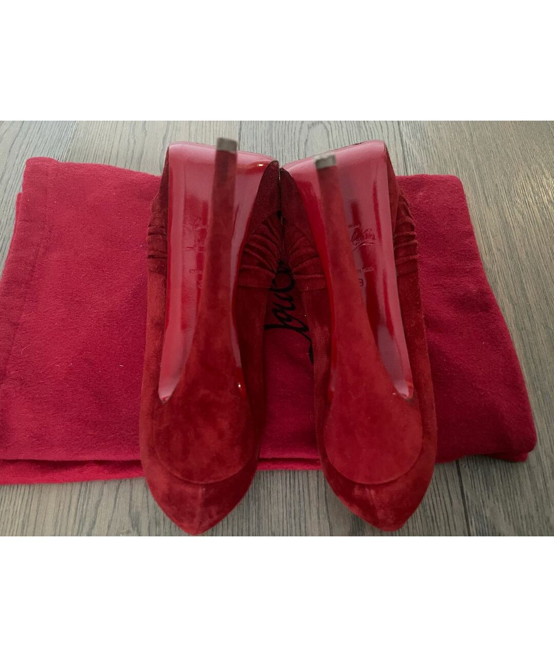 CHRISTIAN LOUBOUTIN Красные замшевые туфли, фото 5