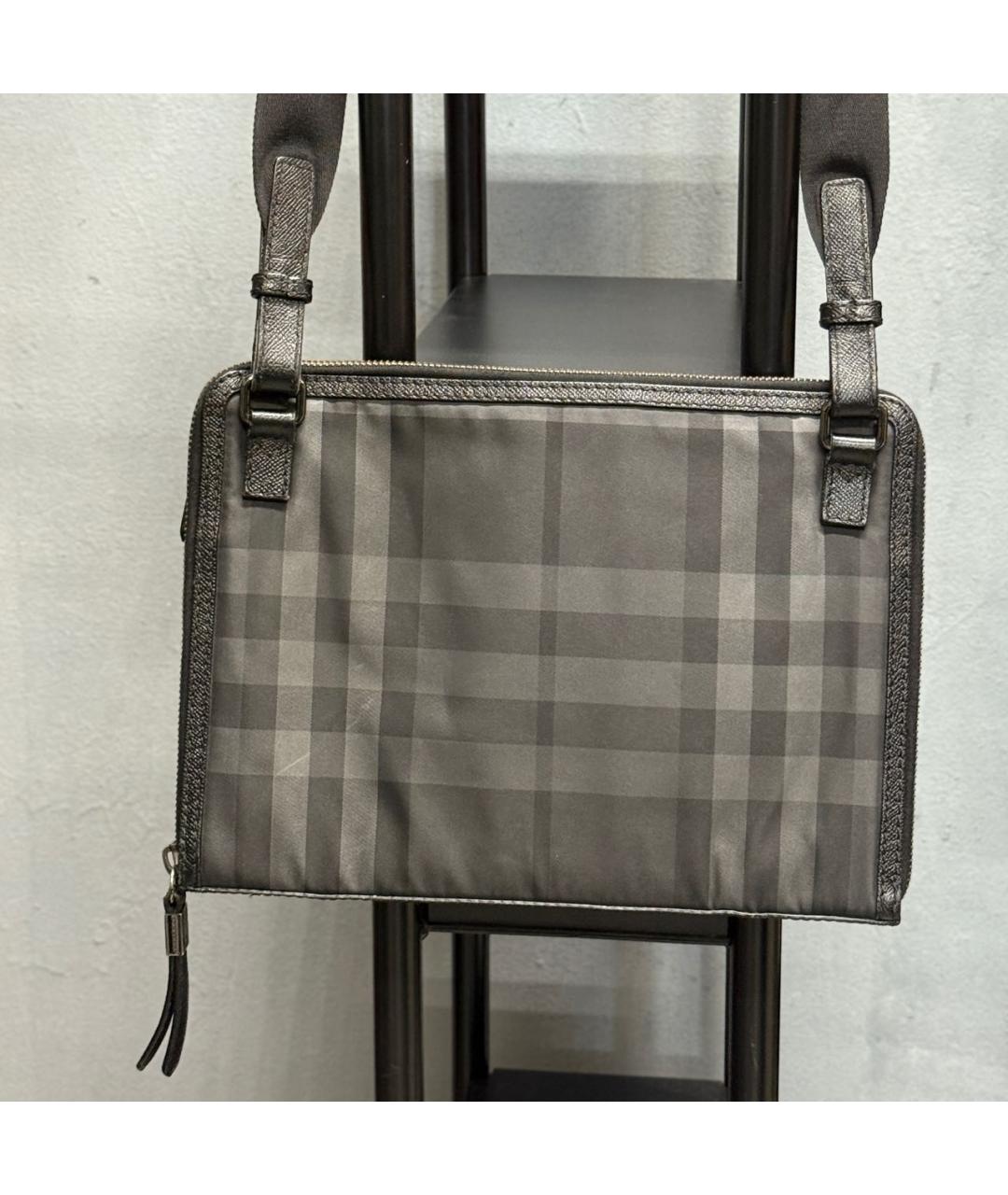 BURBERRY Антрацитовая синтетическая сумка на плечо, фото 5