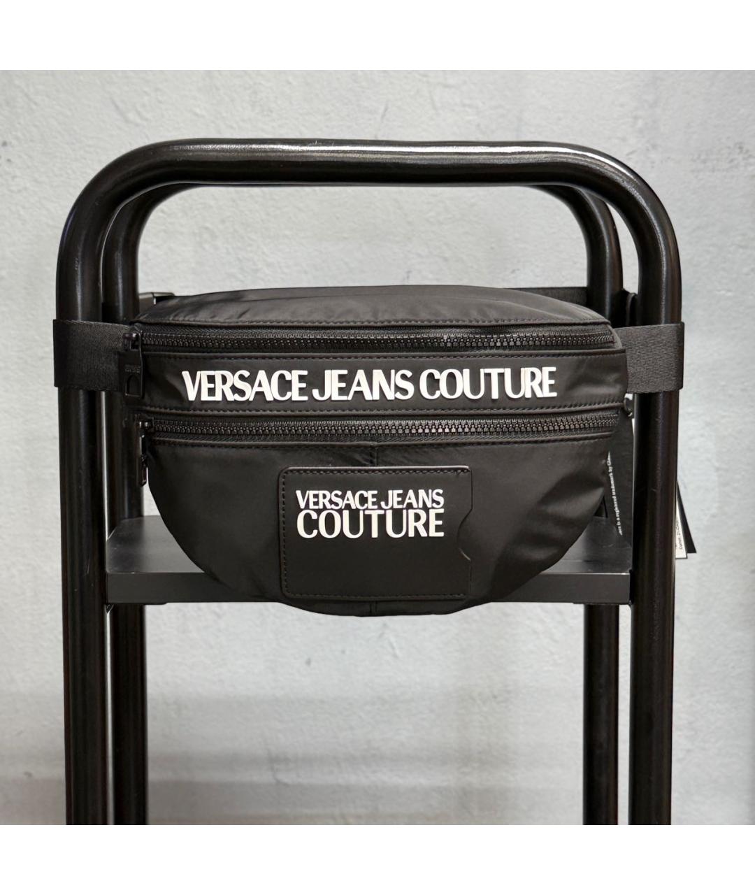 VERSACE JEANS COUTURE Черная синтетическая поясная сумка, фото 9