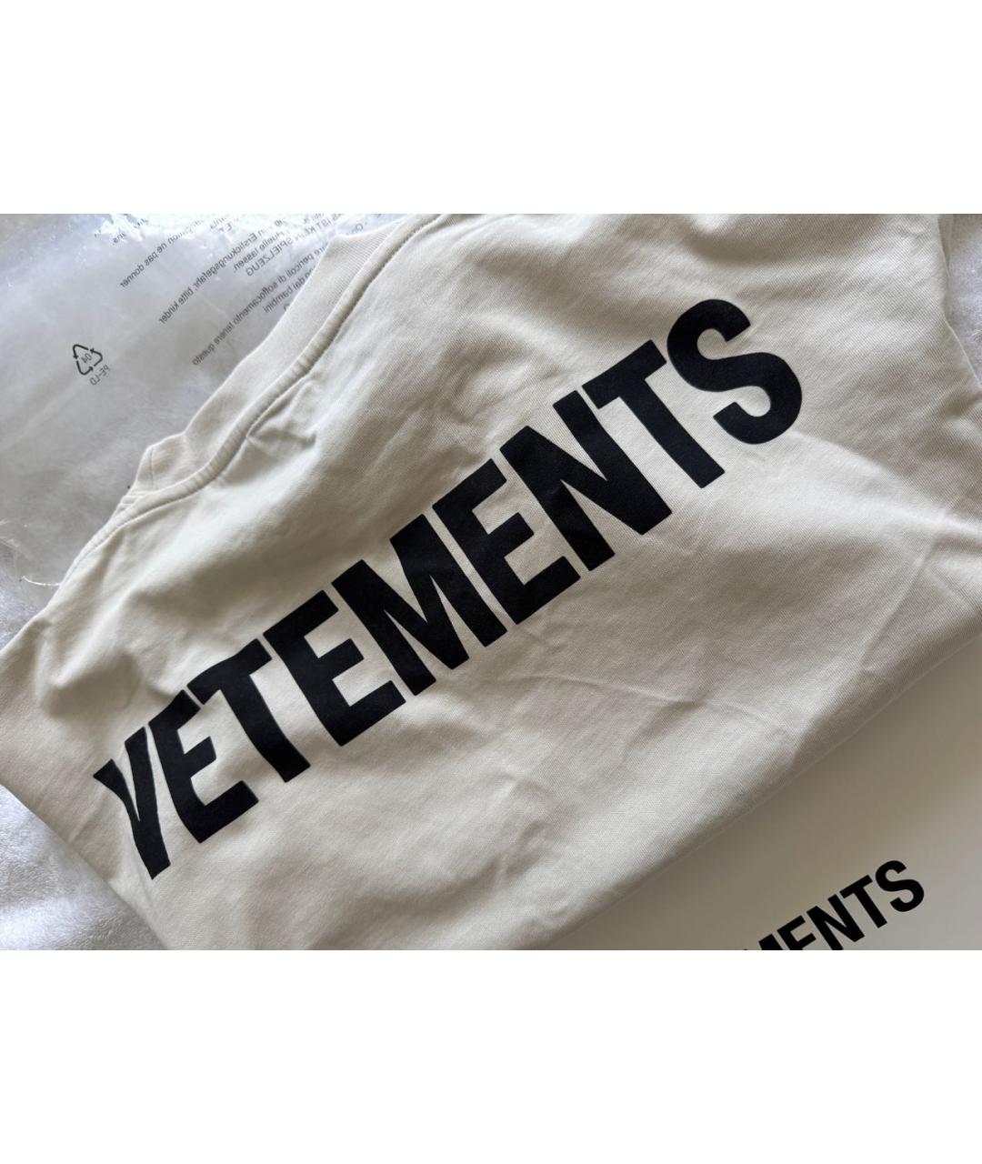 VETEMENTS Бежевая хлопковая футболка, фото 4