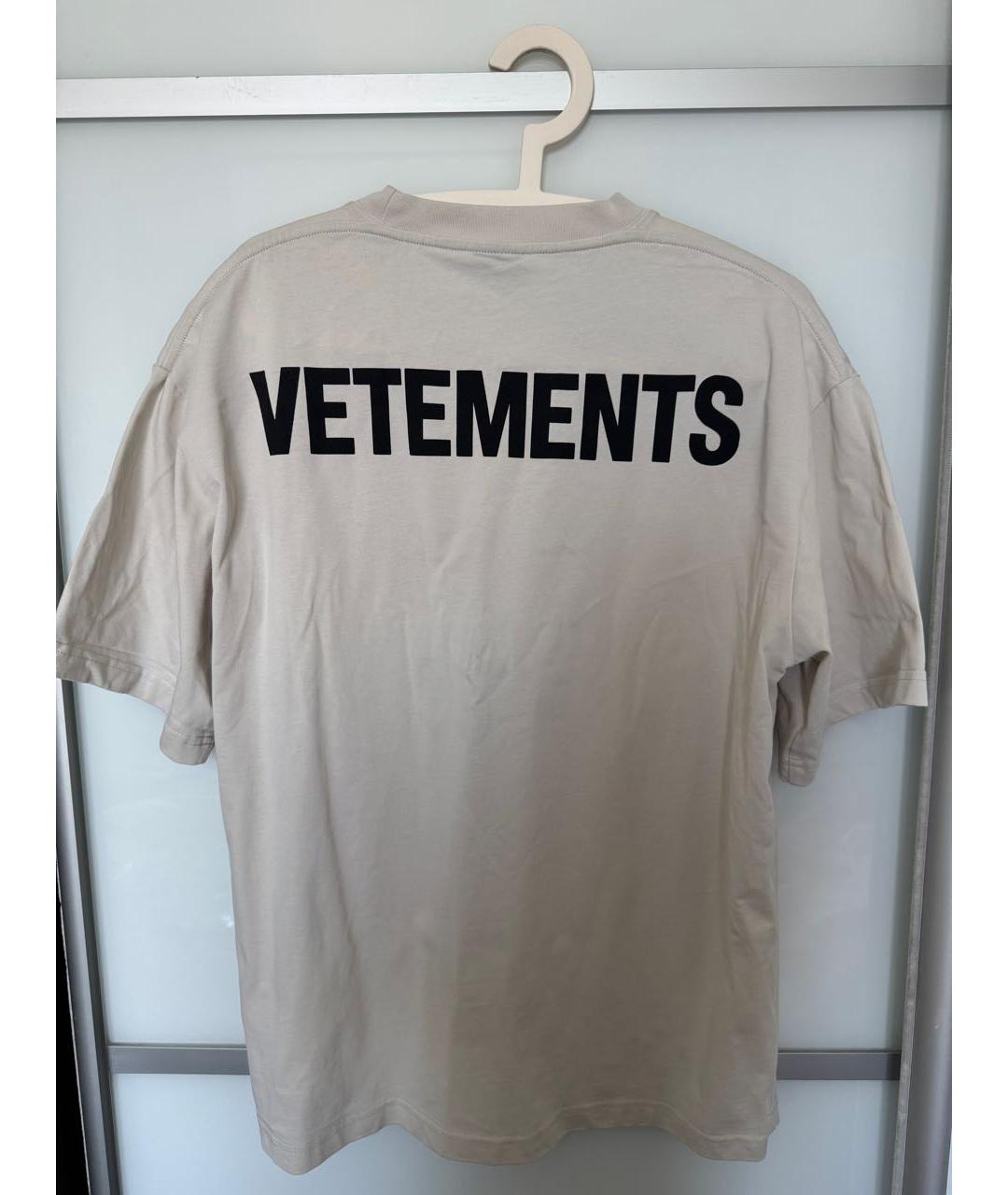 VETEMENTS Бежевая хлопковая футболка, фото 2