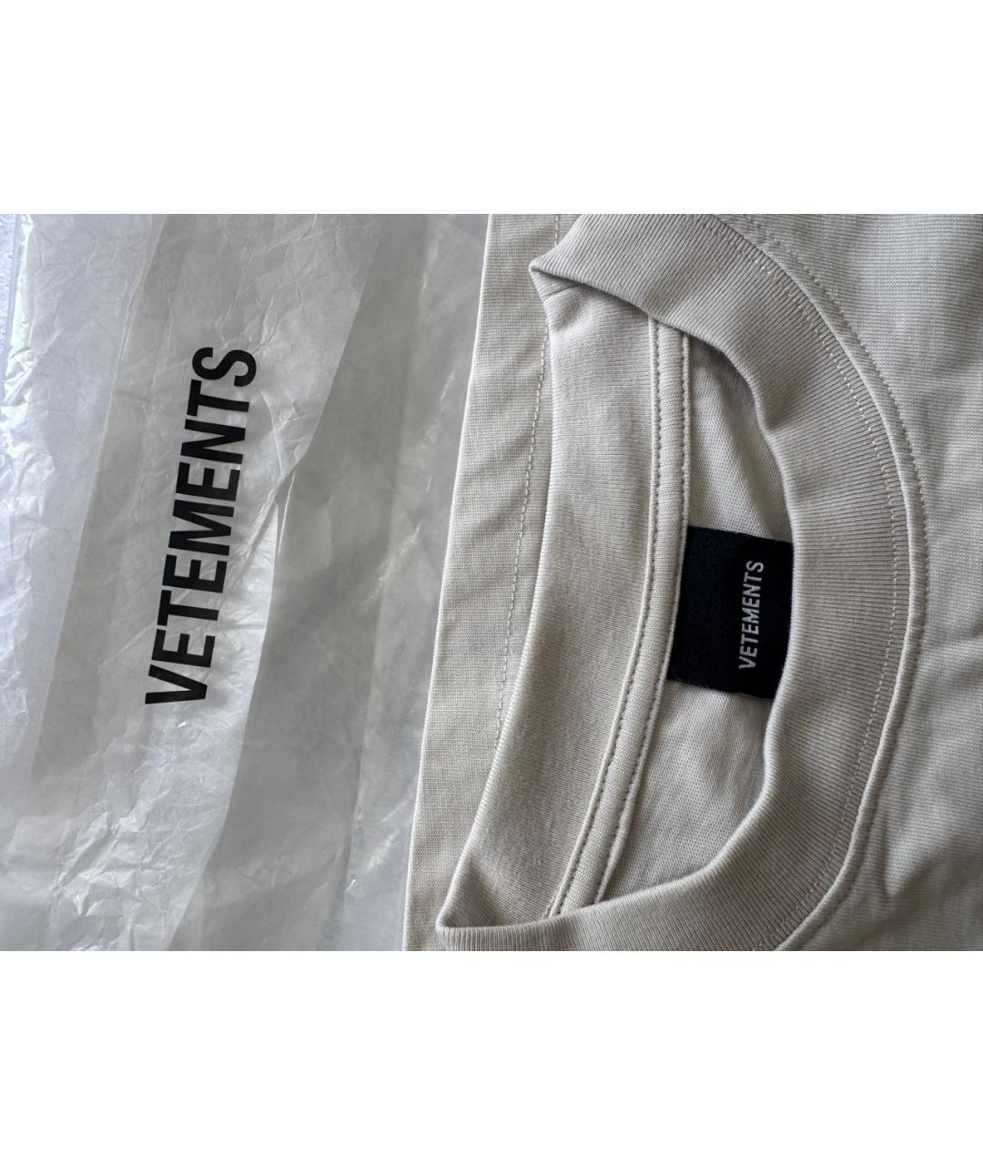 VETEMENTS Бежевая хлопковая футболка, фото 5