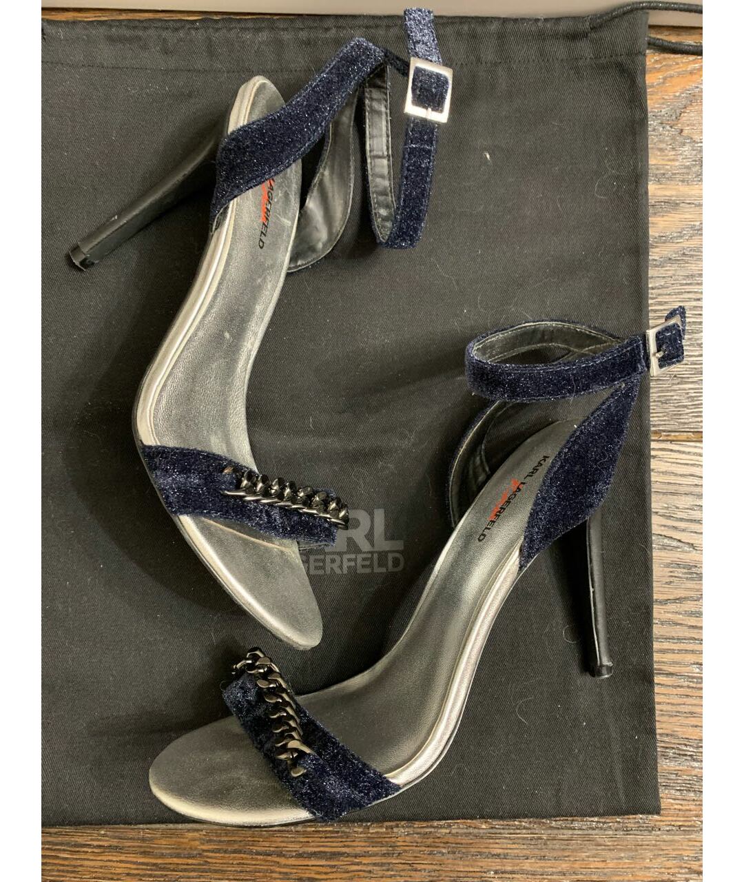 KARL LAGERFELD Темно-синие бархатные туфли, фото 4