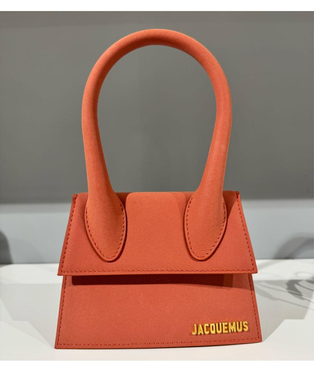 JACQUEMUS Оранжевая кожаная сумка через плечо, фото 7