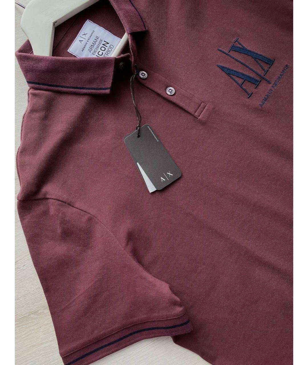 ARMANI EXCHANGE Бордовое хлопковое поло с коротким рукавом, фото 5