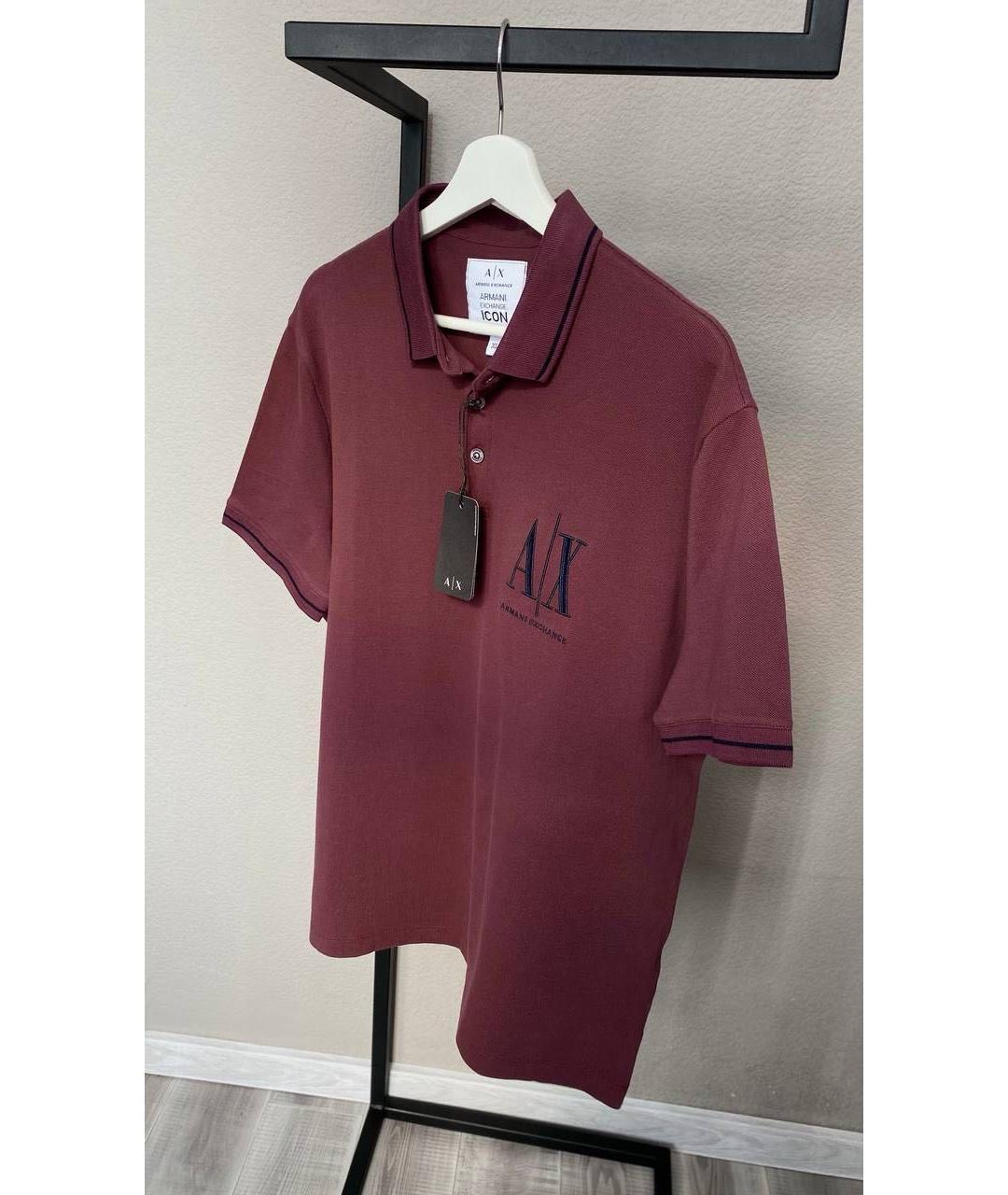 ARMANI EXCHANGE Бордовое хлопковое поло с коротким рукавом, фото 2