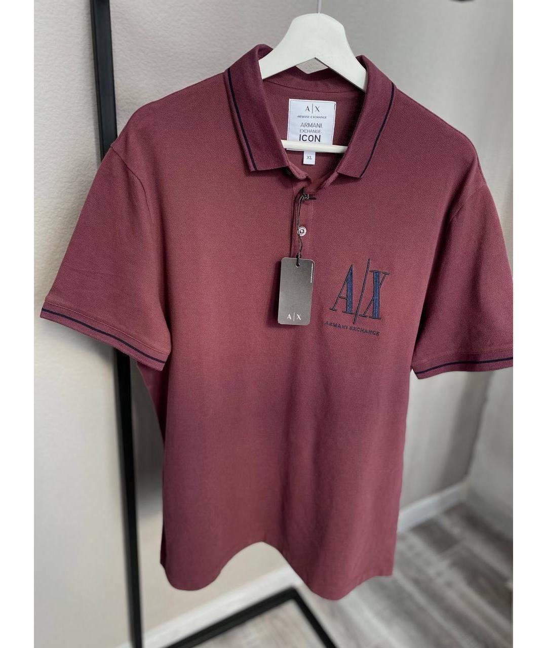 ARMANI EXCHANGE Бордовое хлопковое поло с коротким рукавом, фото 7