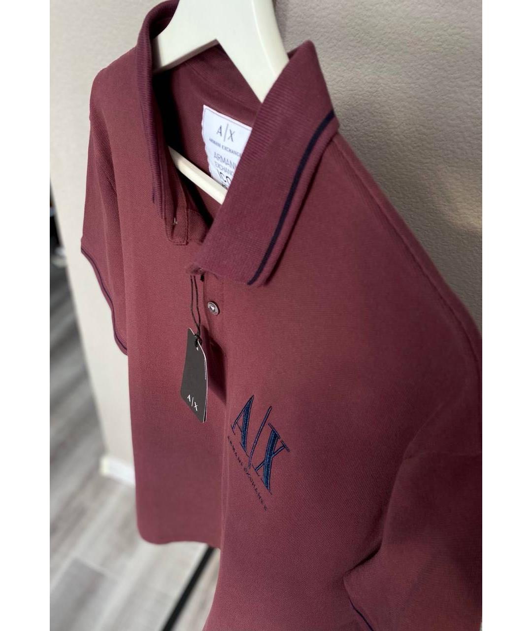 ARMANI EXCHANGE Бордовое хлопковое поло с коротким рукавом, фото 4