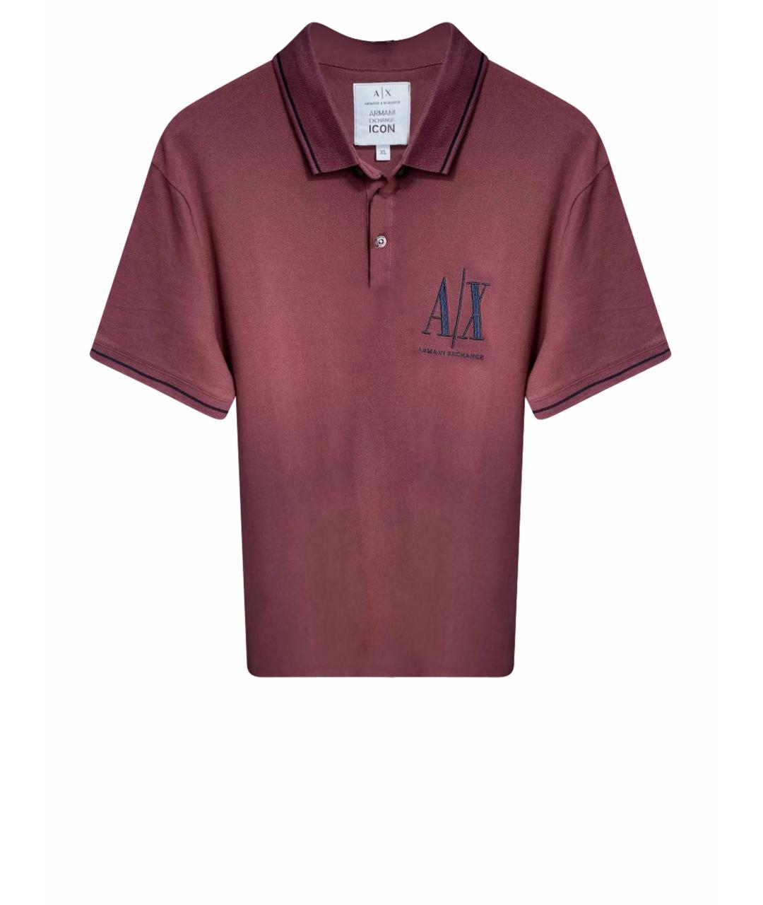 ARMANI EXCHANGE Бордовое хлопковое поло с коротким рукавом, фото 1