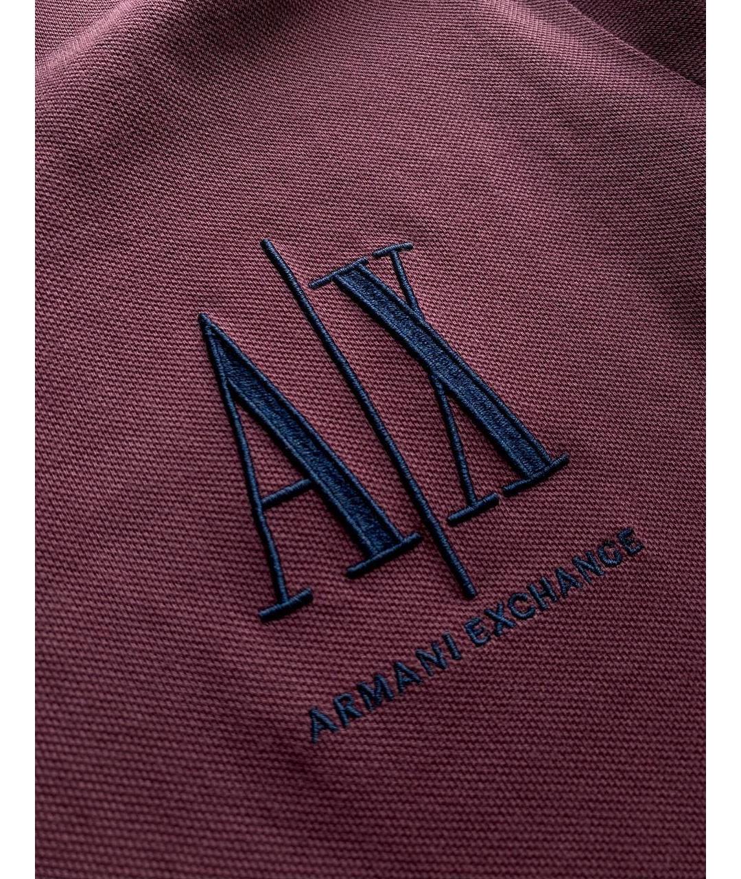 ARMANI EXCHANGE Бордовое хлопковое поло с коротким рукавом, фото 6