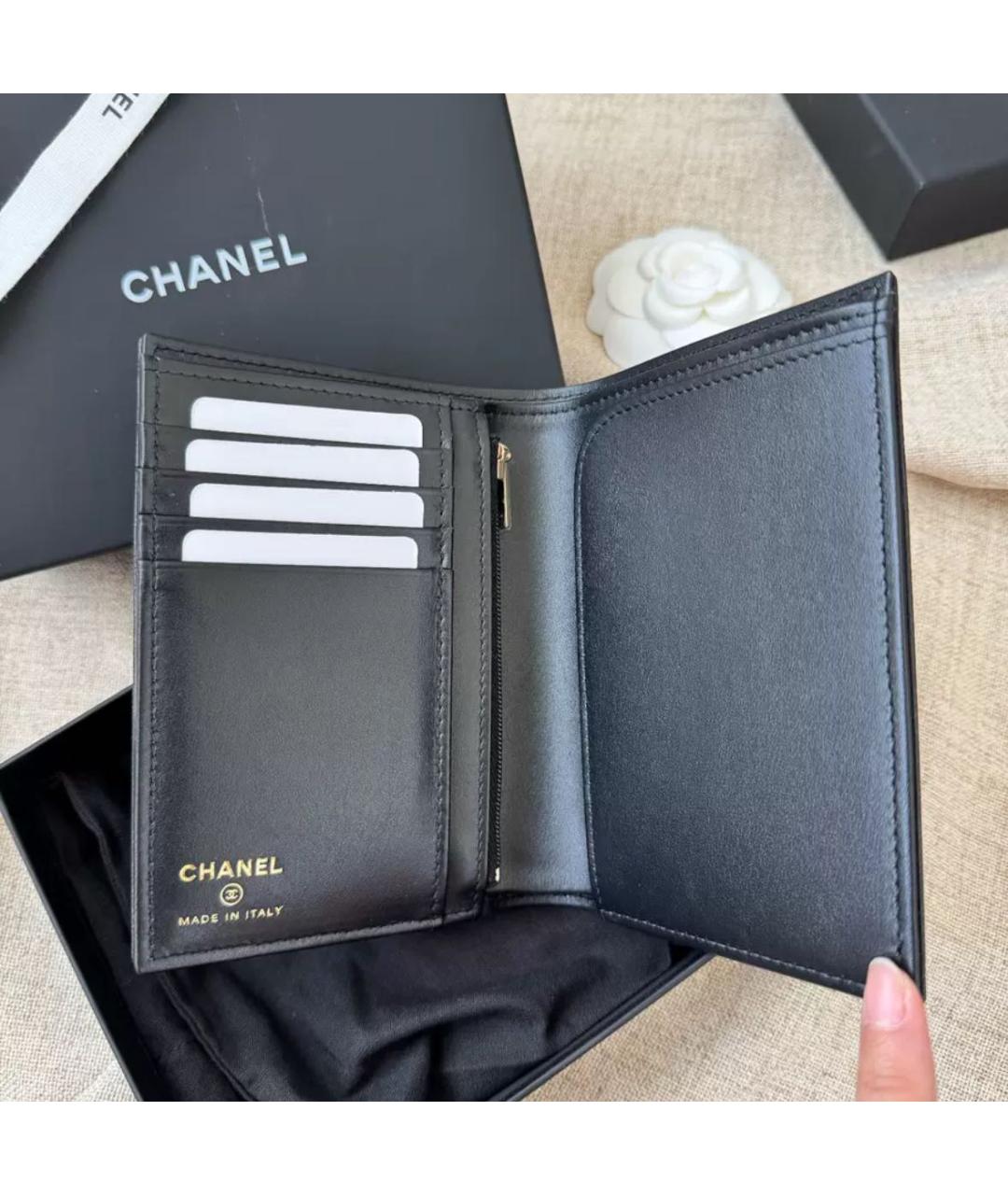 CHANEL Черный кожаный кошелек, фото 4