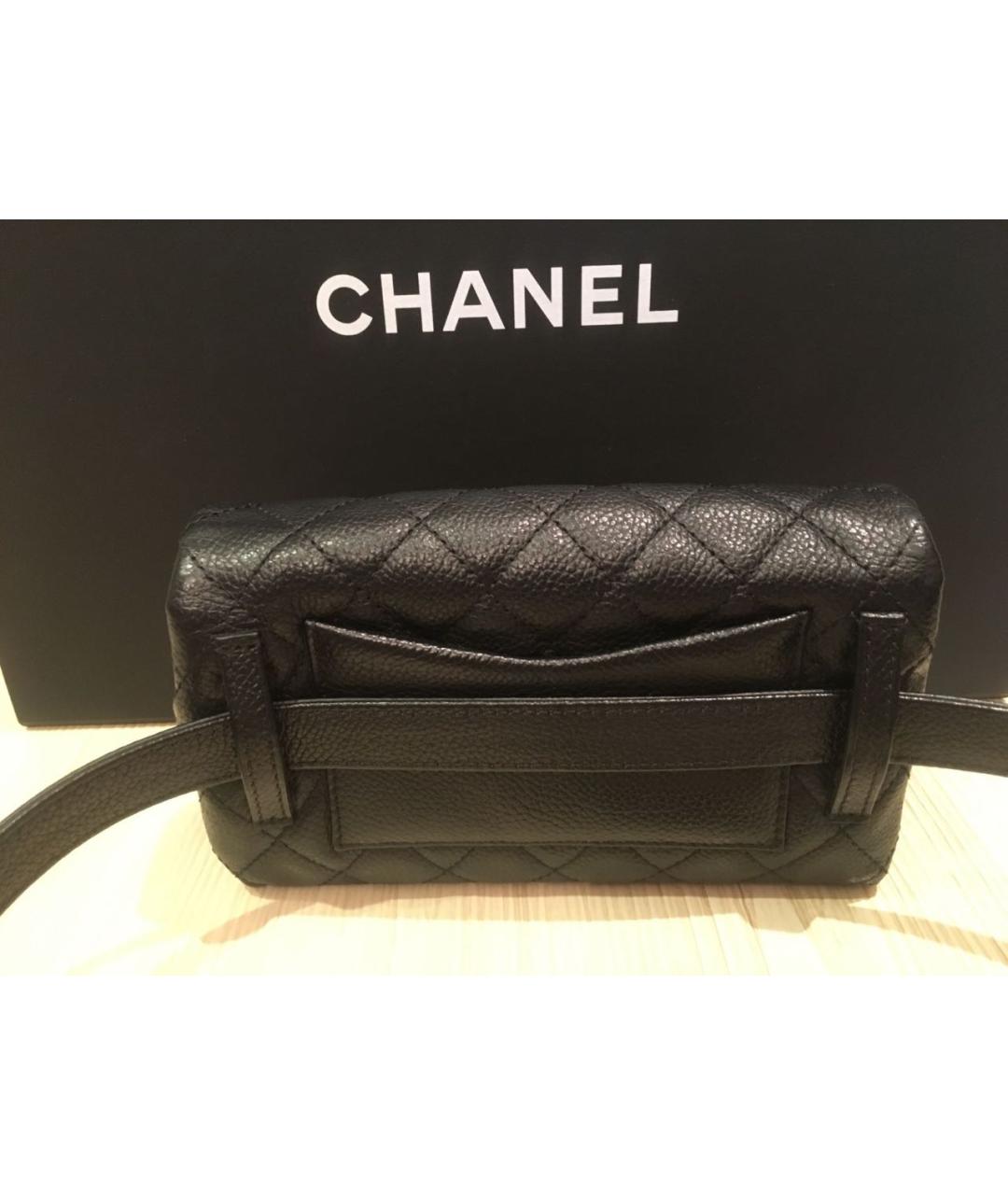 CHANEL Черная кожаная поясная сумка, фото 3