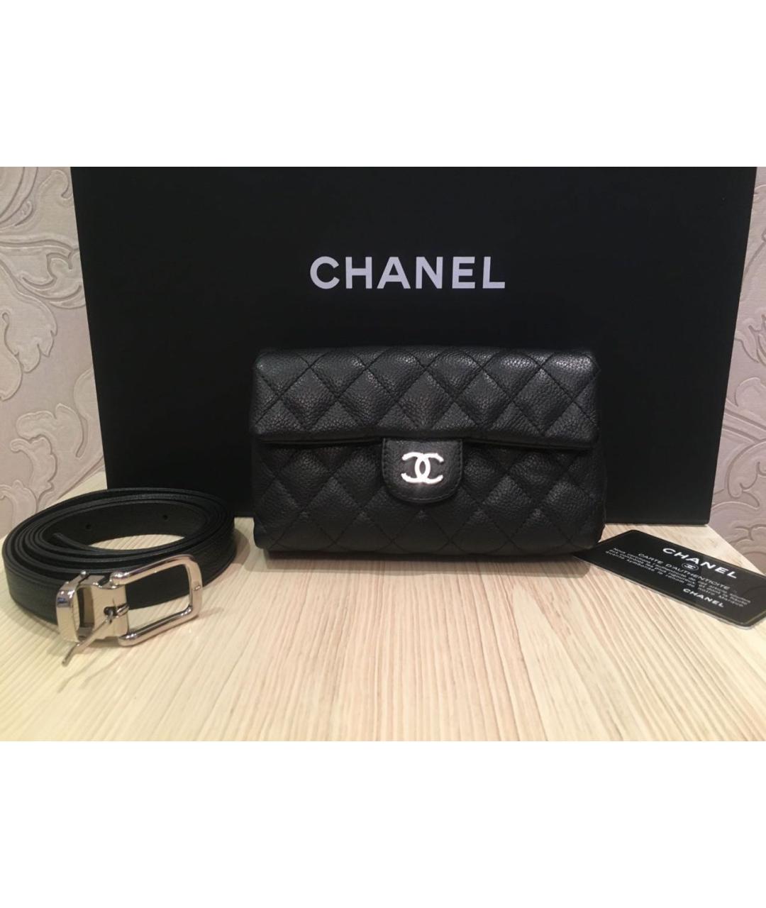 CHANEL Черная кожаная поясная сумка, фото 8