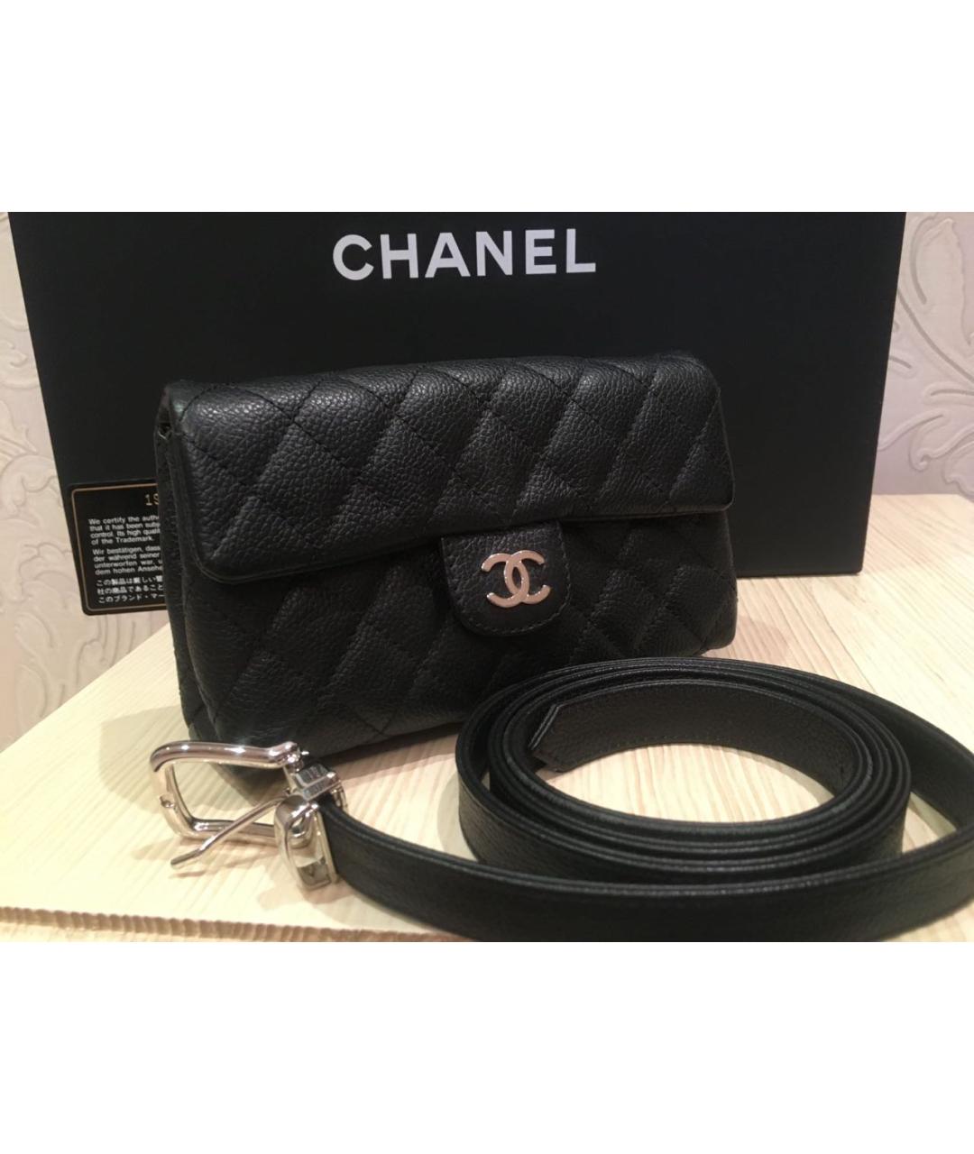 CHANEL Черная кожаная поясная сумка, фото 2