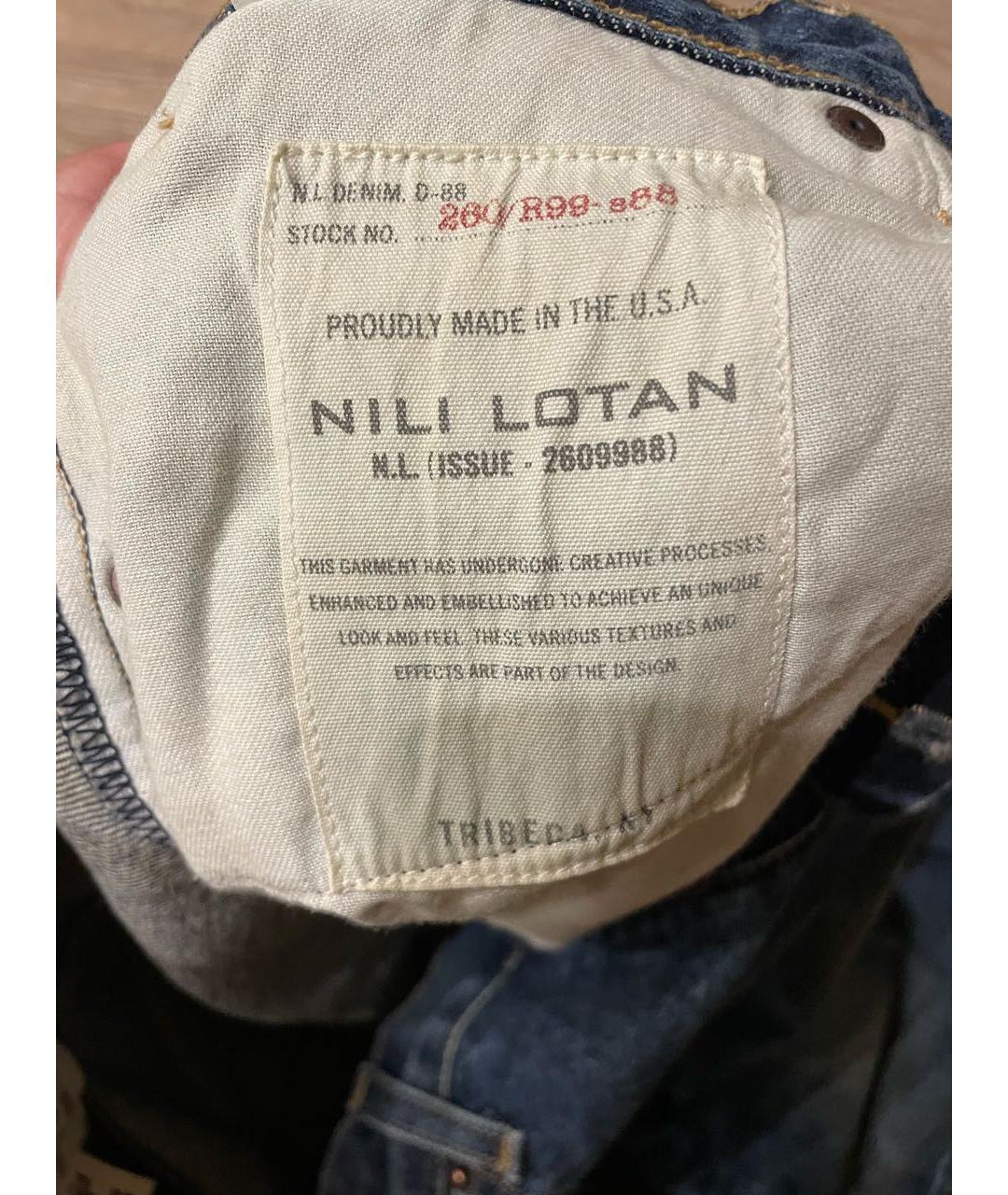 NILI LOTAN Синие хлопковые прямые джинсы, фото 4