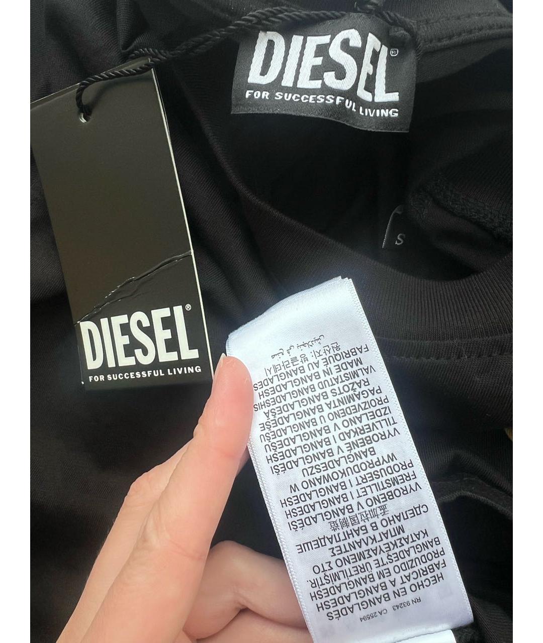 DIESEL Черная хлопковая футболка, фото 3