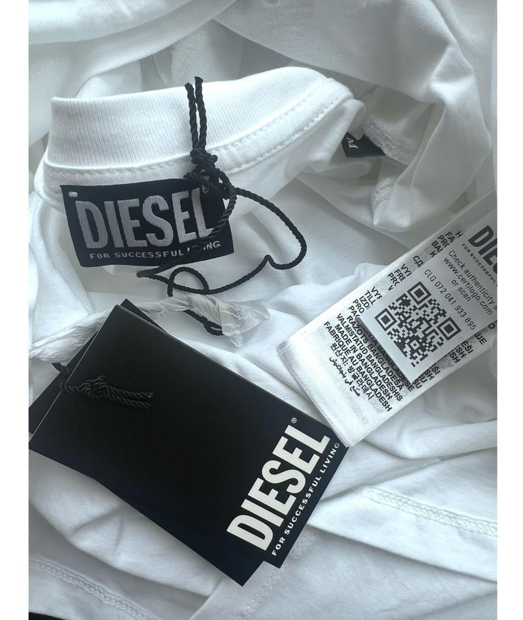 DIESEL Белая хлопковая футболка, фото 3