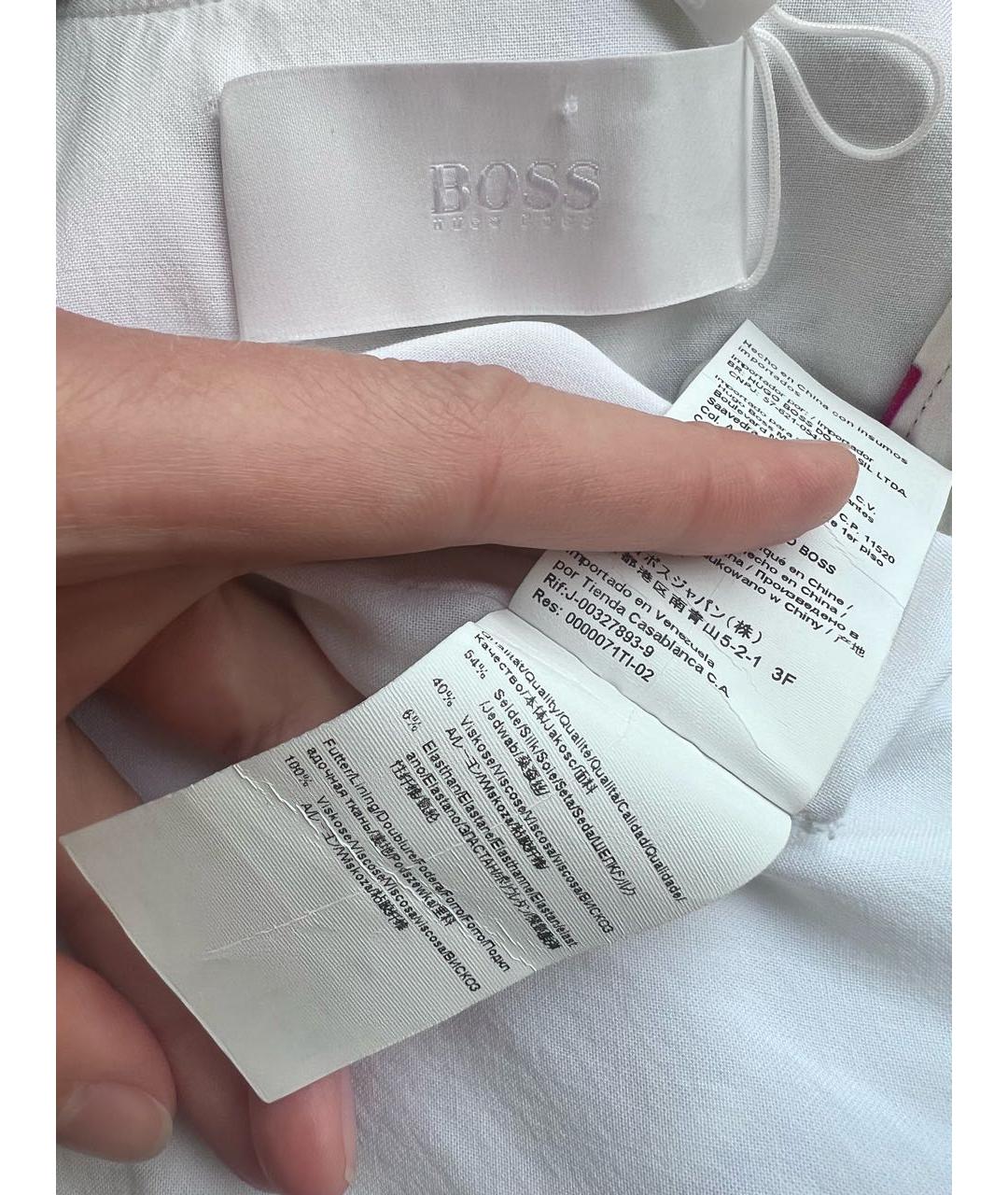 HUGO BOSS Белое шелковое повседневное платье, фото 4