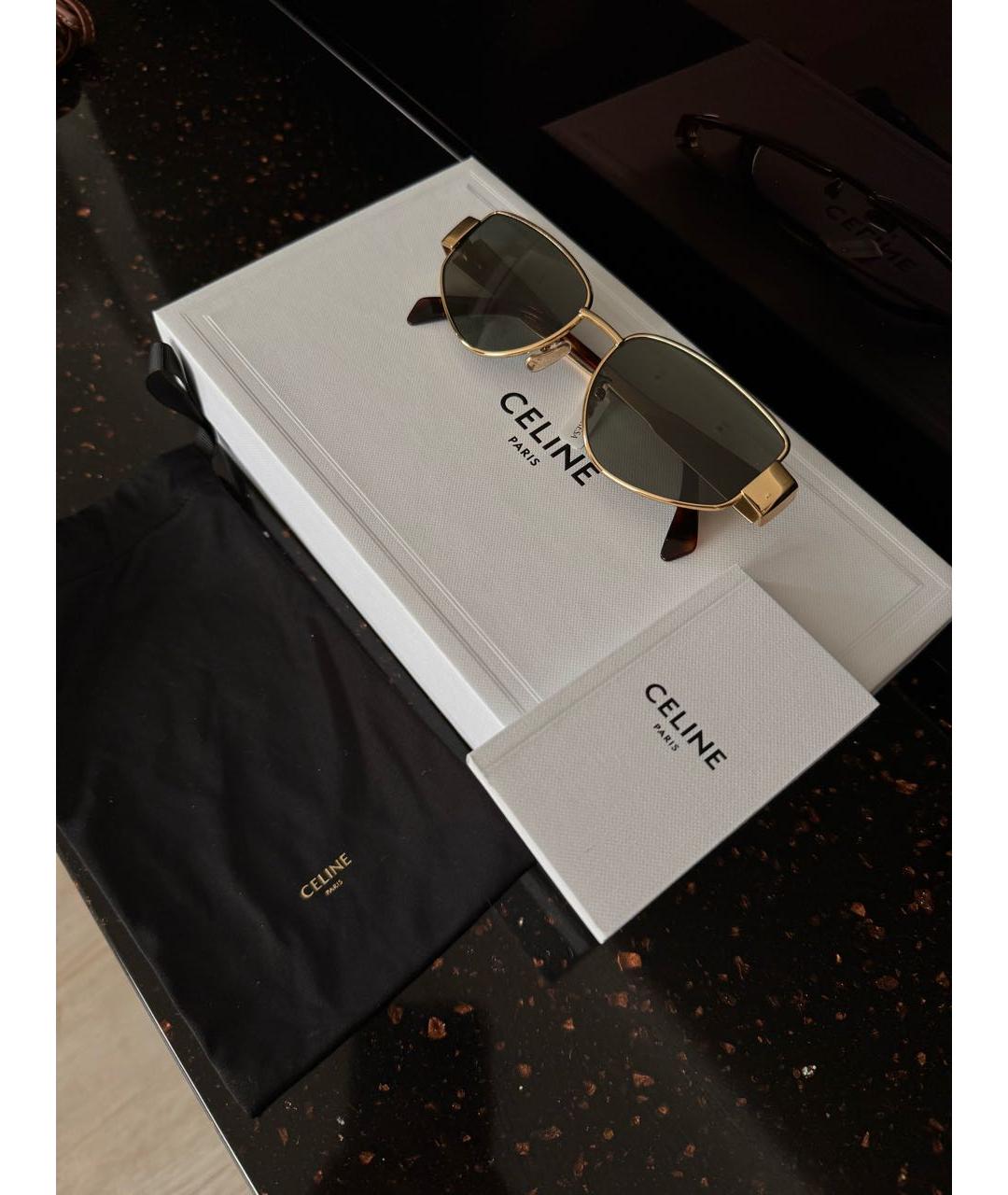 CELINE Золотые металлические солнцезащитные очки, фото 4