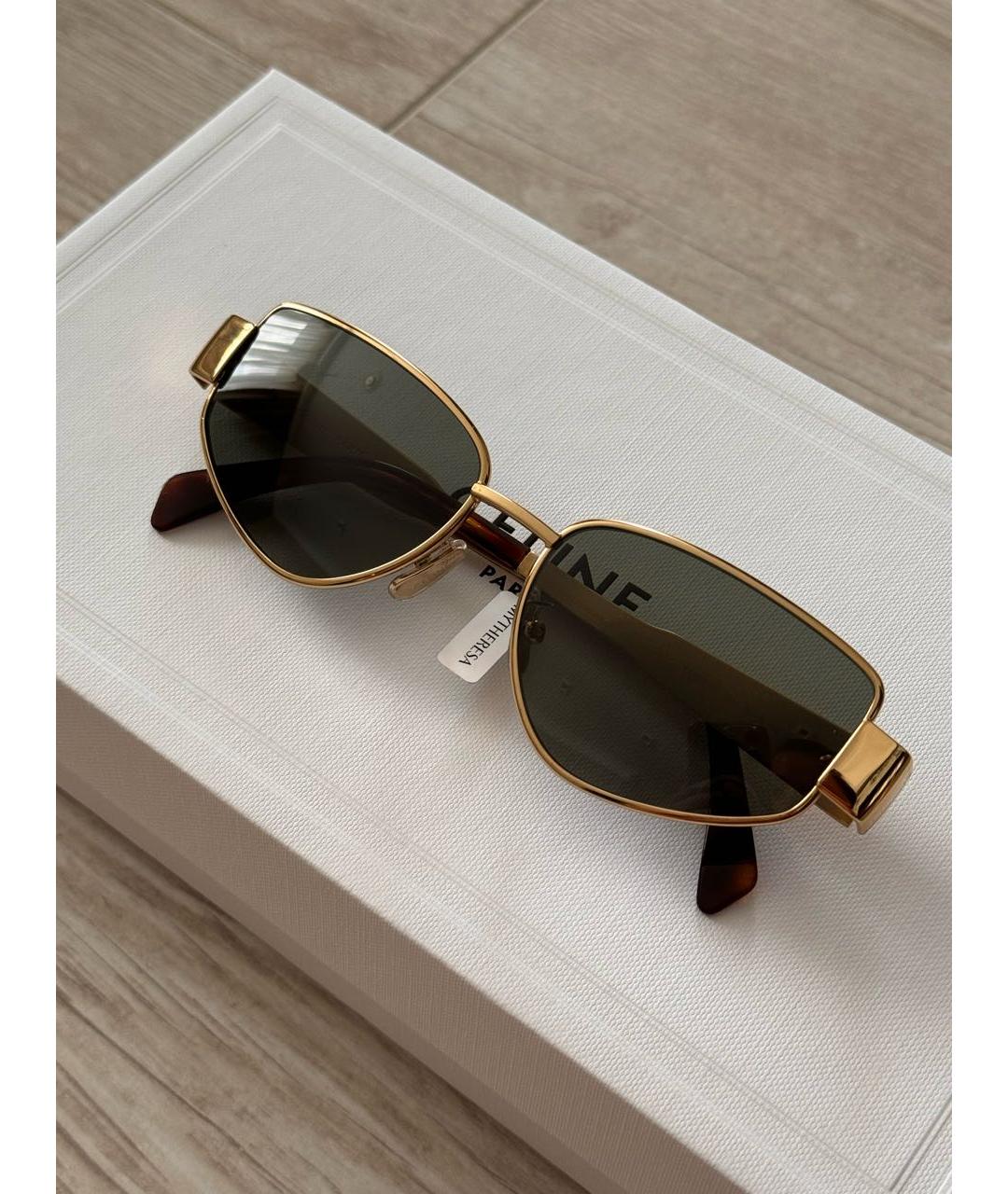 CELINE Золотые металлические солнцезащитные очки, фото 5