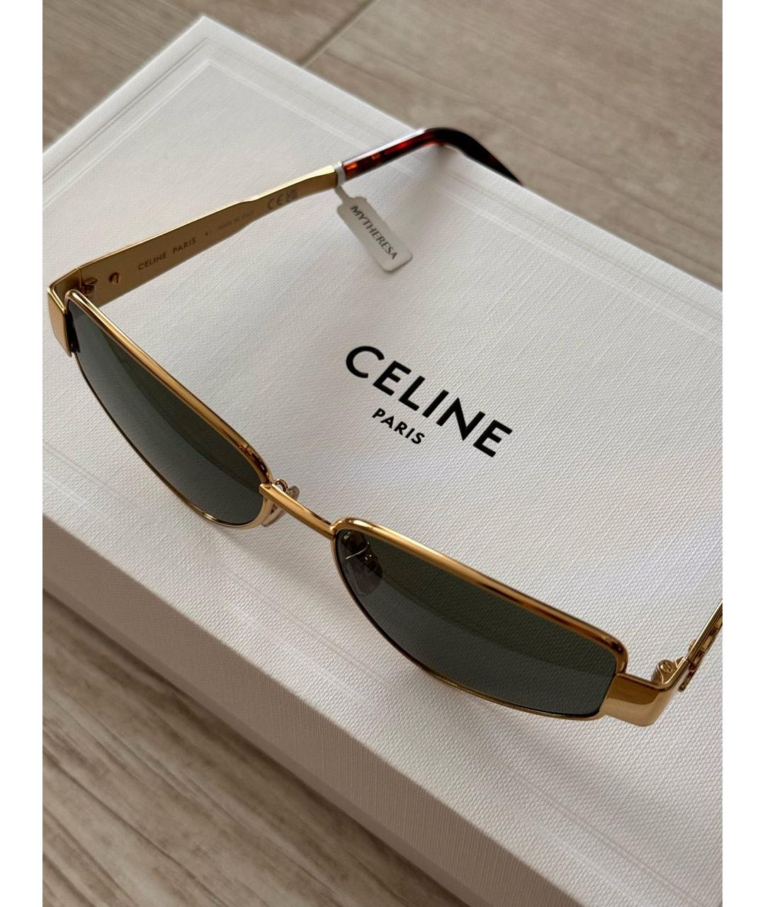 CELINE Золотые металлические солнцезащитные очки, фото 3