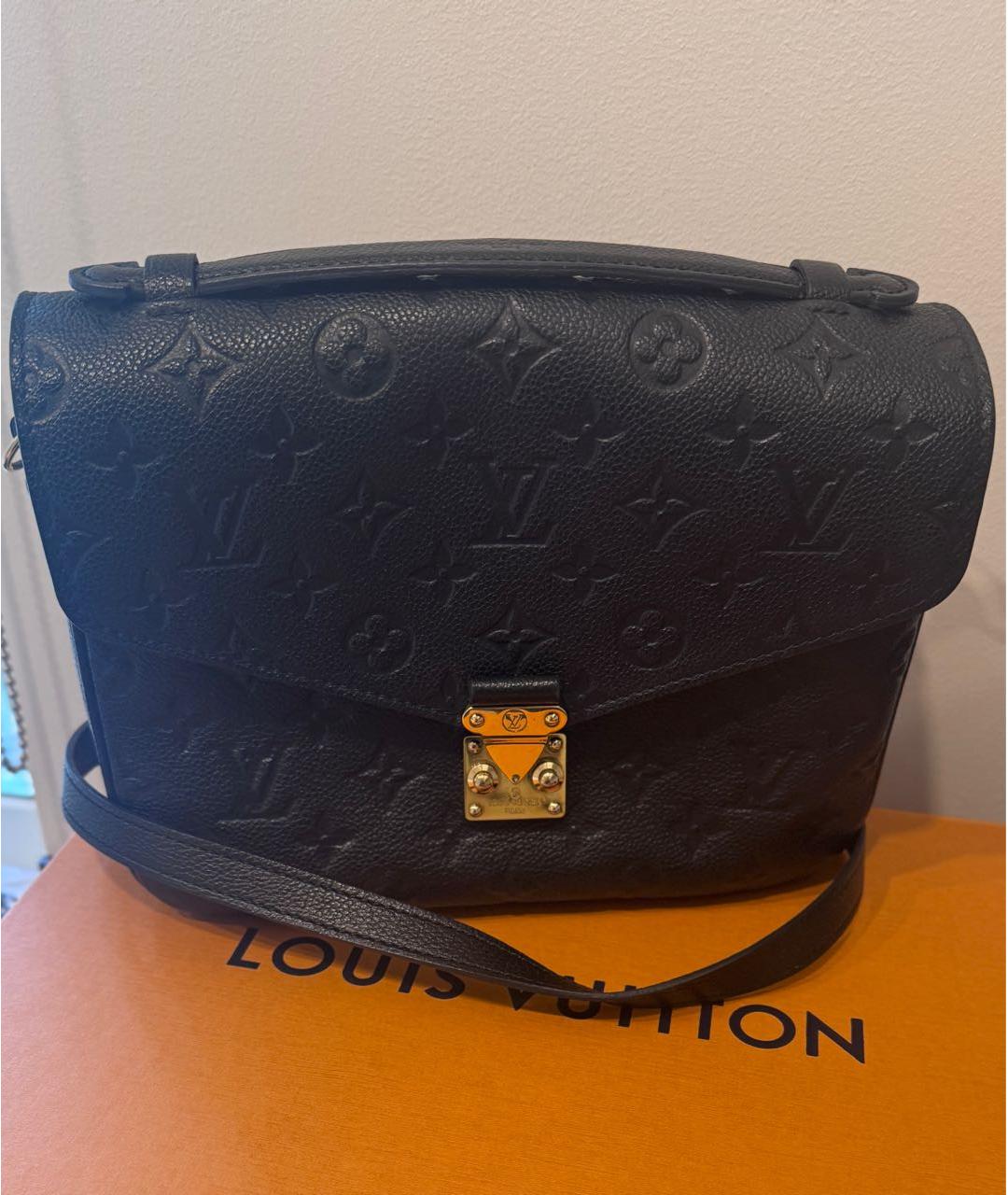 LOUIS VUITTON Черная кожаная сумка через плечо, фото 3