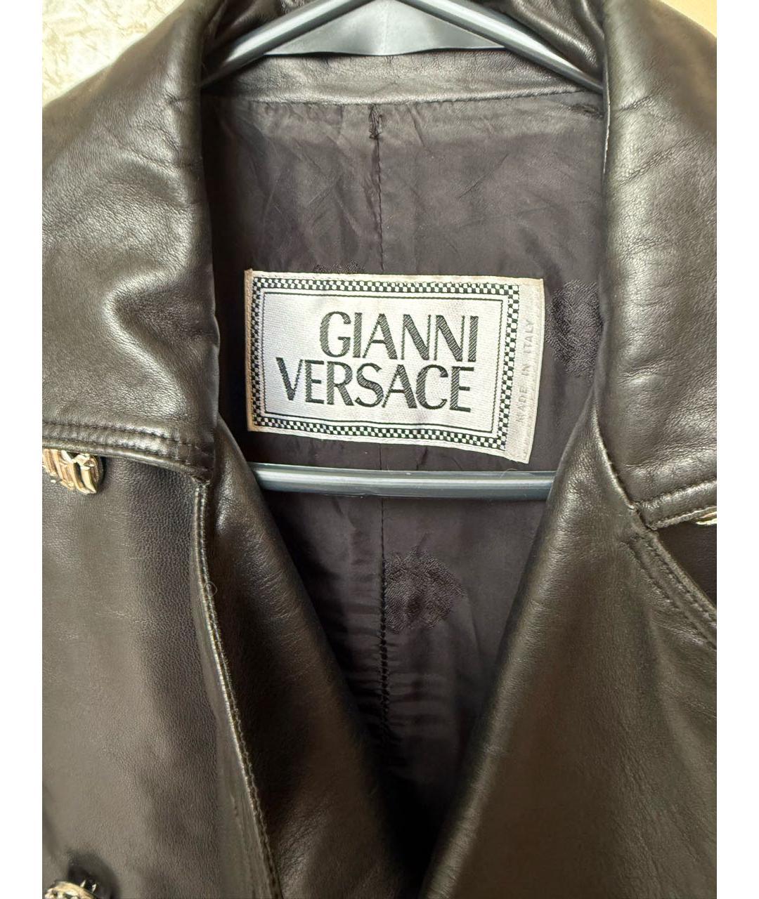 VERSACE Черная кожаная куртка, фото 3