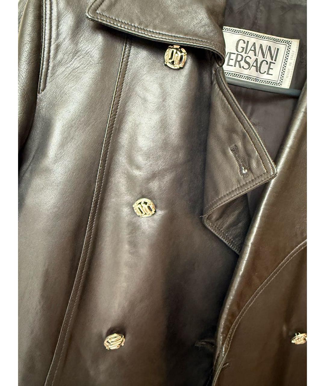 VERSACE Черная кожаная куртка, фото 4