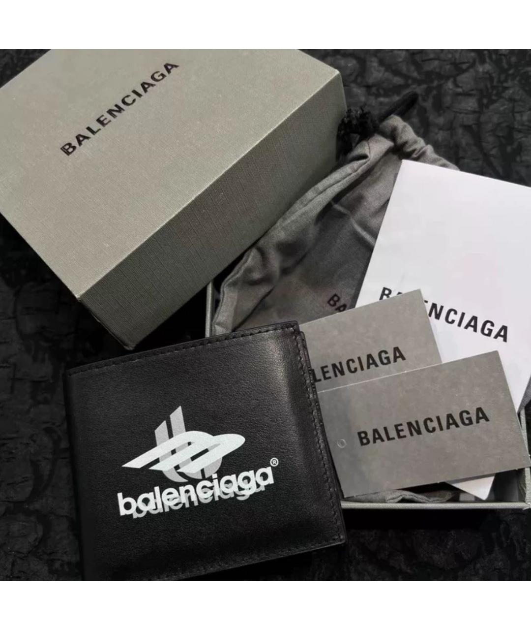 BALENCIAGA Черный кожаный кошелек, фото 2