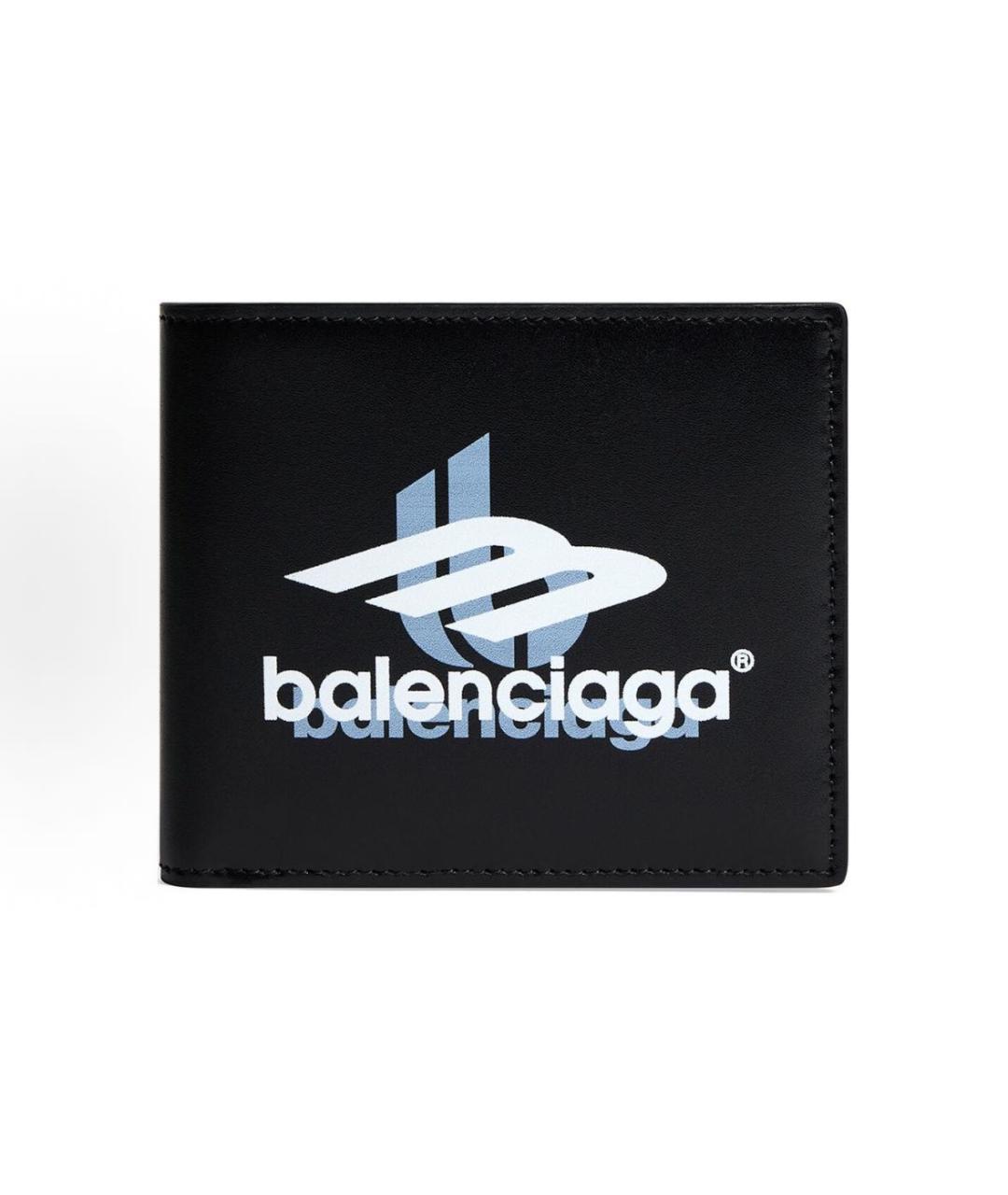 BALENCIAGA Черный кожаный кошелек, фото 4