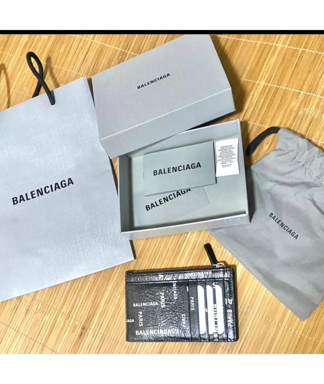 BALENCIAGA Черный кожаный кошелек, фото 2