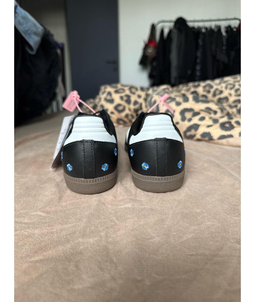ADIDAS Черные кожаные кроссовки, фото 4