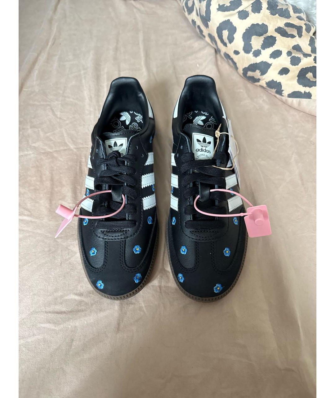 ADIDAS Черные кожаные кроссовки, фото 2