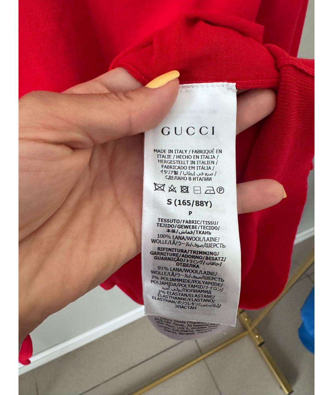 GUCCI Красный шерстяной джемпер / свитер, фото 7